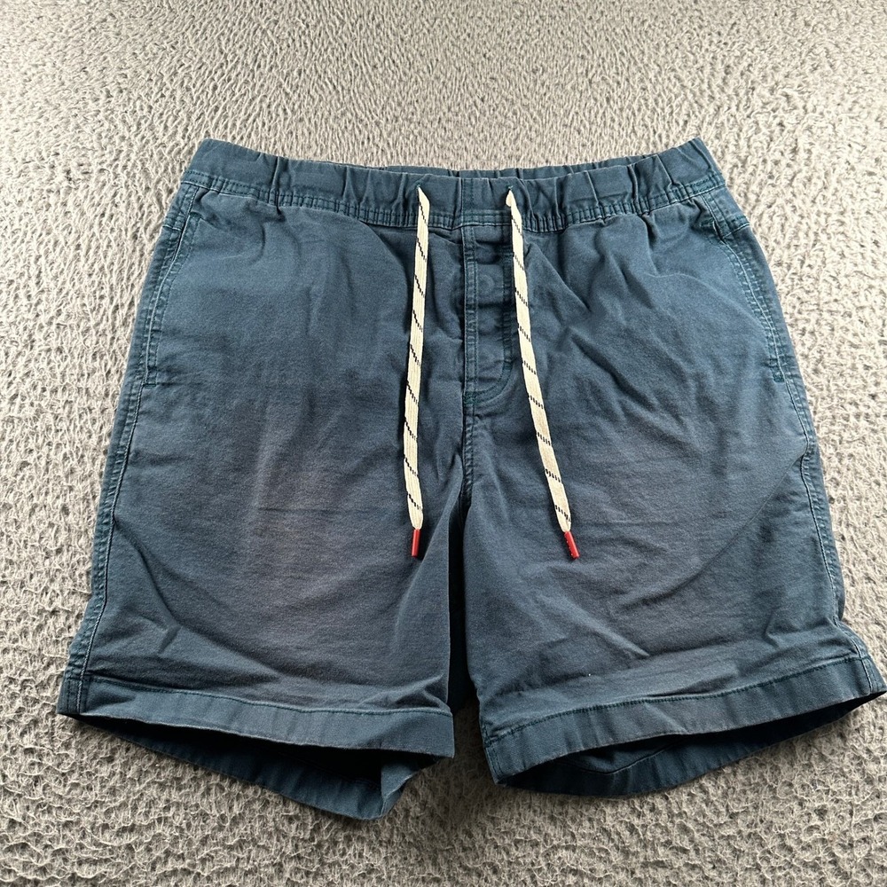 Topo Designs Shorts Mens XL Teal Elastic Waist Drawstring Cotton Blend